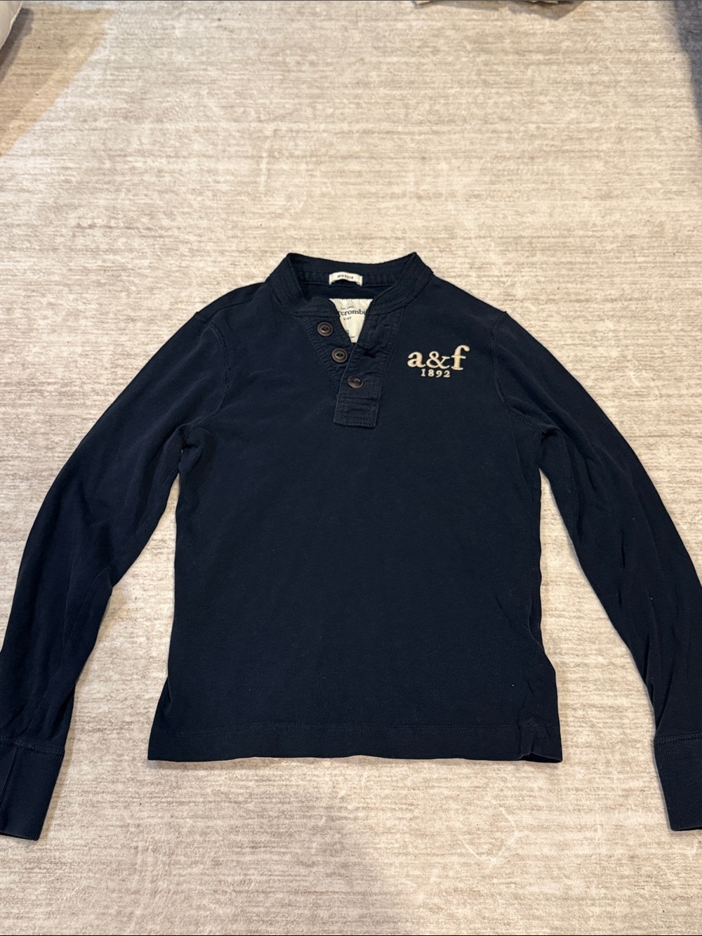 Abercrombie & Fitch Kids Dark Navy Long-Sleeve Henley Top